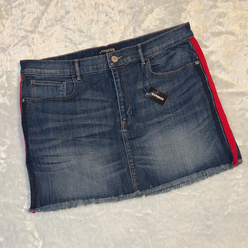 Express Denim Skirt with Red Accent